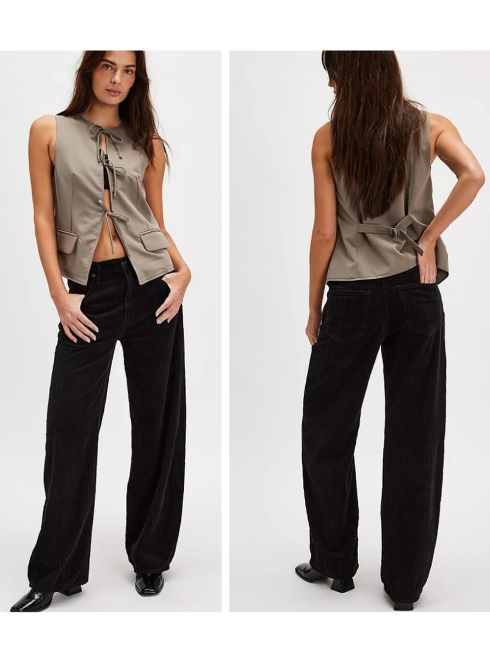AGOLDE Low Curve Corduroy Jeans in Black Wide Leg Women Size 25